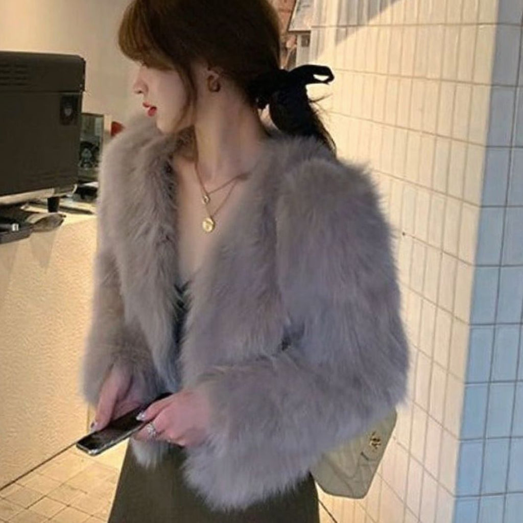 Women's Cropped Faux Fur Party Jacket