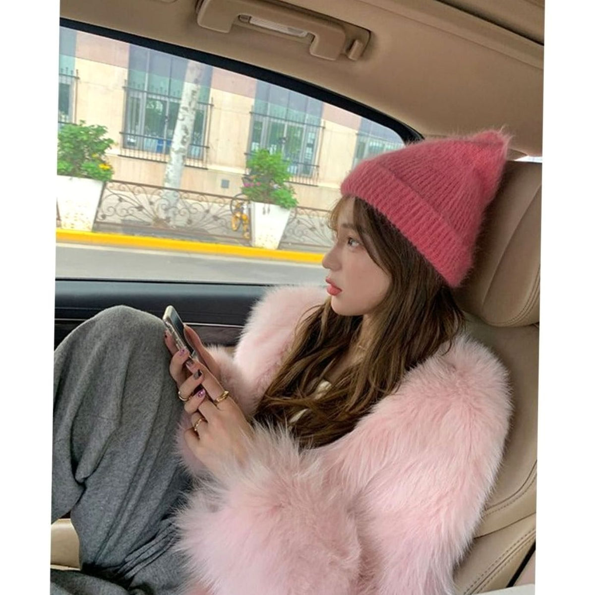 Women's Cropped Faux Fur Party Jacket - Cherry Blossom Pink
