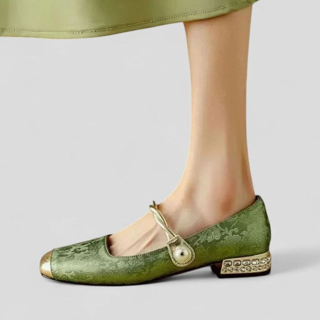 Women's Cushioned Low-Heel Mary Jane Shoes with Adjustable Strap