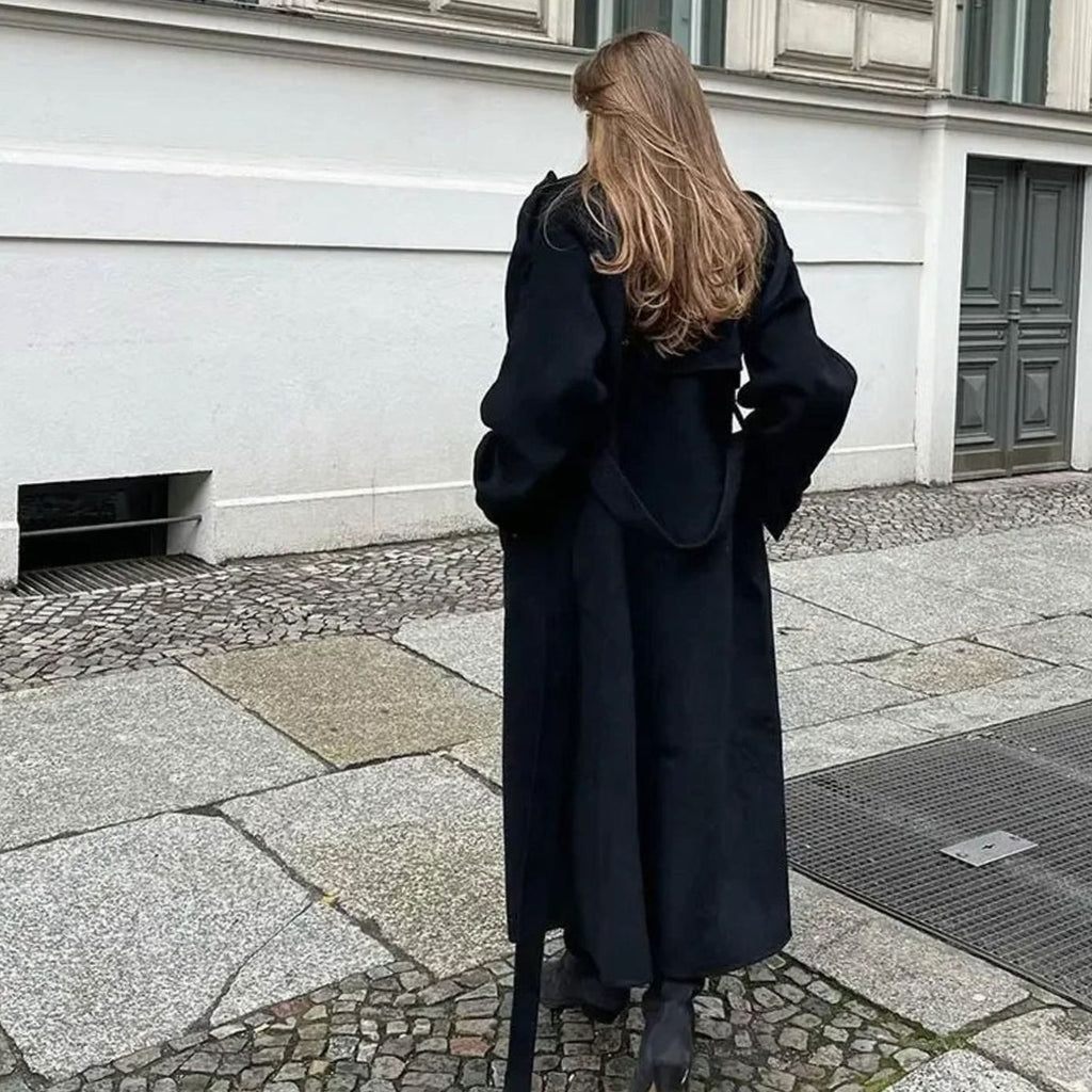 Women's Double-Breasted Belted Long Trench Winter Coat
