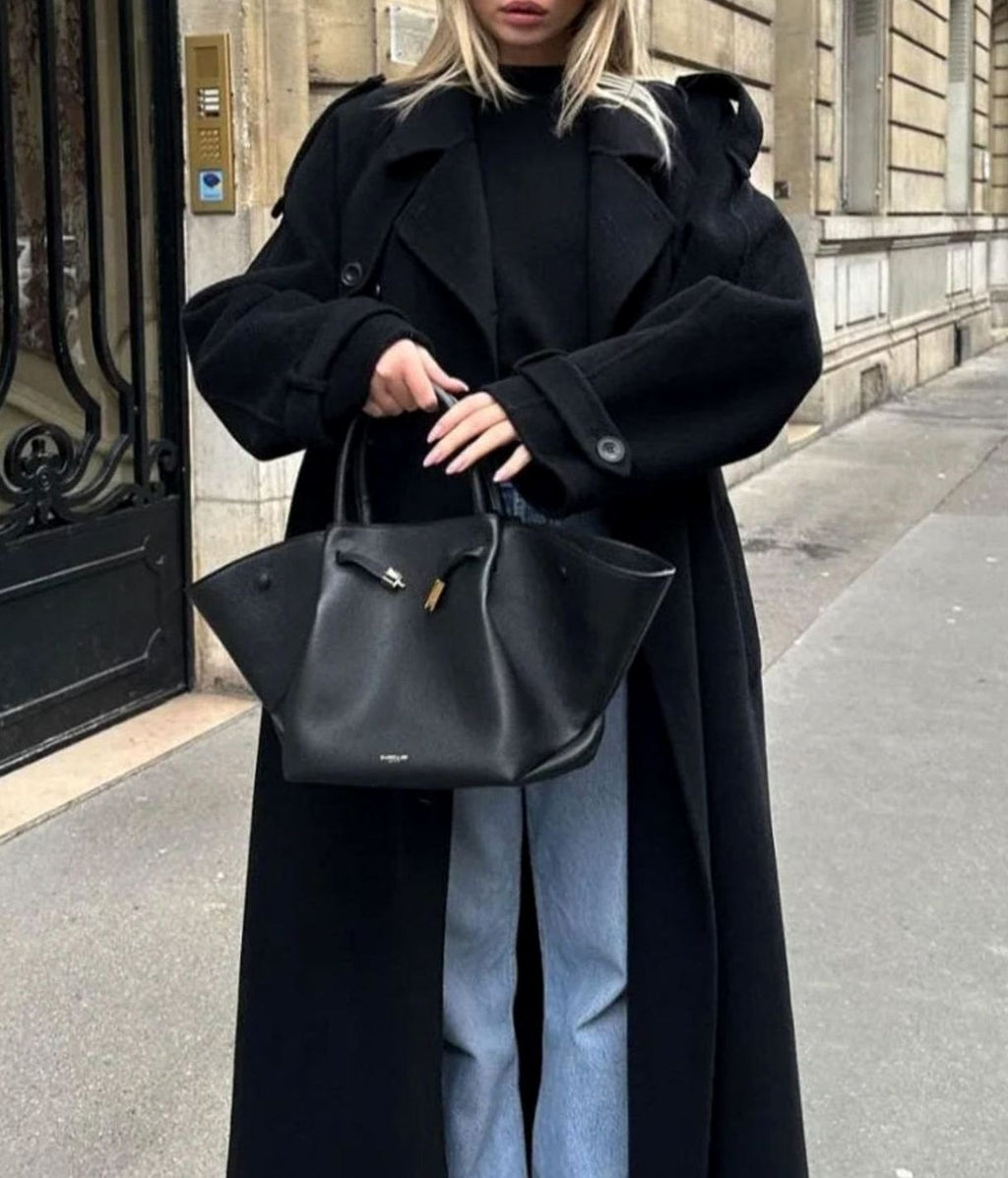 Women's Double-Breasted Belted Long Trench Winter Coat