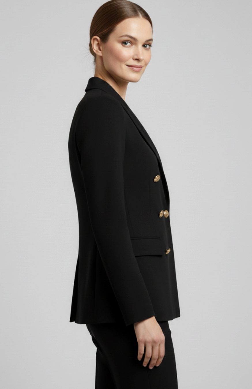 Women's Double-Breasted Gold-Tone Button Tailored Blazer
