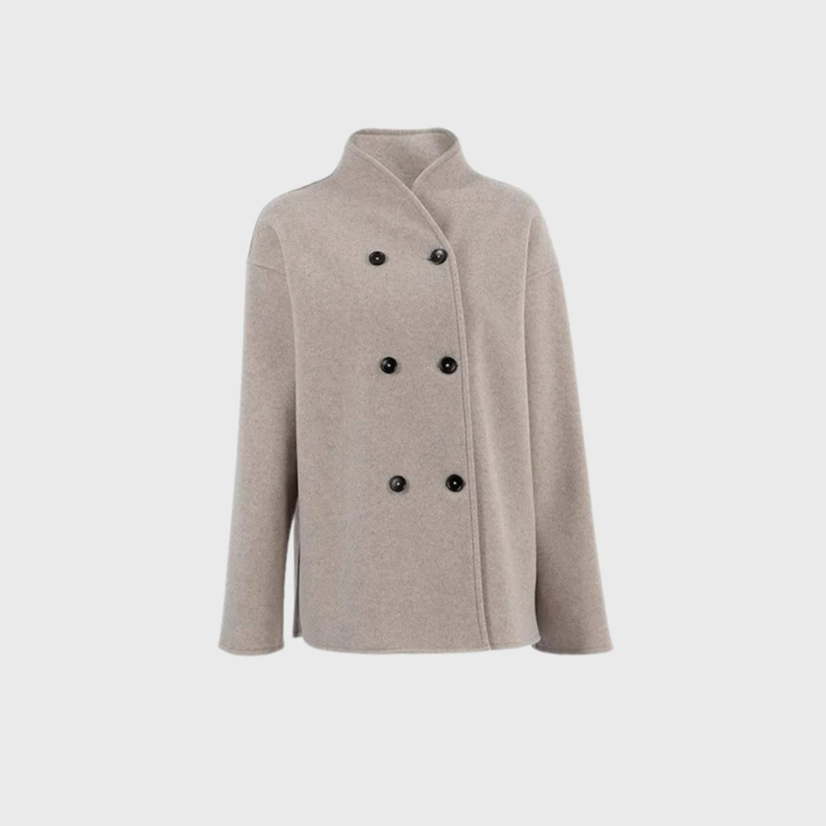 Women's Double-Breasted Hip-Length Wool-Look Winter Coat