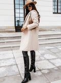 Women's Double-Breasted Tailored Long Coat - Beige