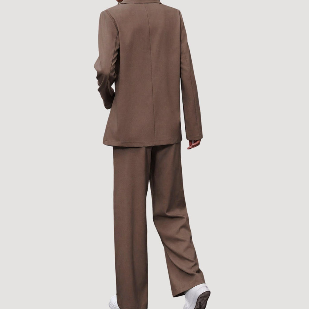 Women's Double-Breasted Tailored Wide-Leg Pants Suit Set