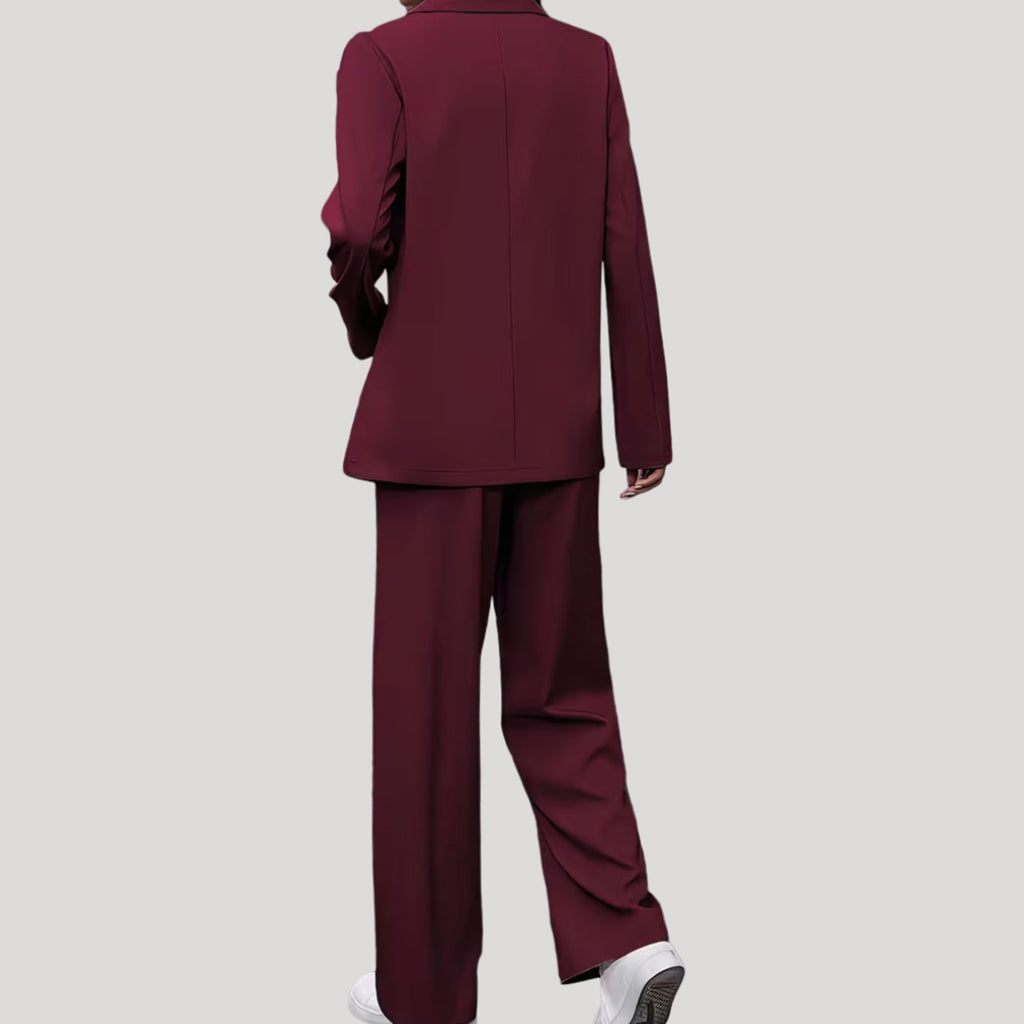 Women's Double-Breasted Tailored Wide-Leg Pants Suit Set