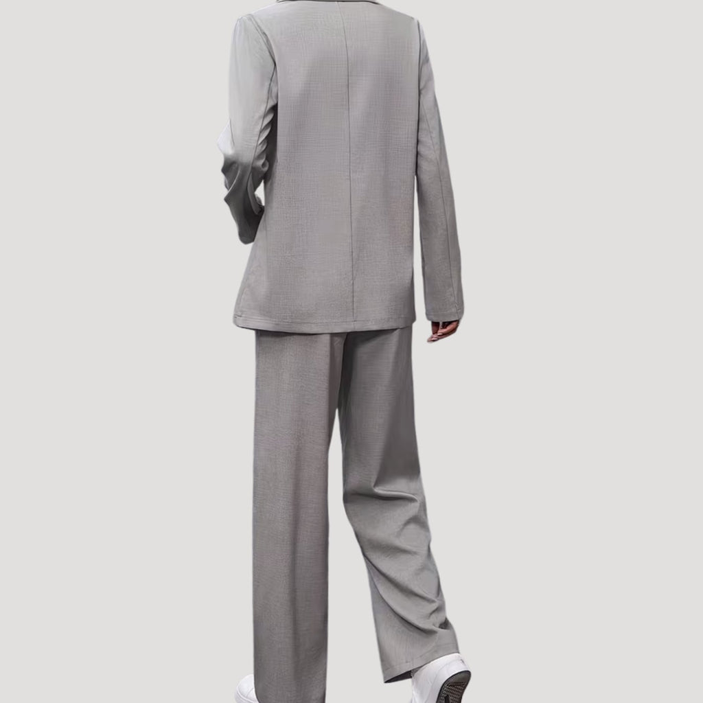 Women's Double-Breasted Tailored Wide-Leg Pants Suit Set