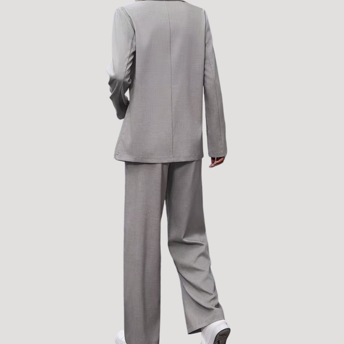 Women's Double-Breasted Tailored Wide-Leg Pants Suit Set, Burgundy