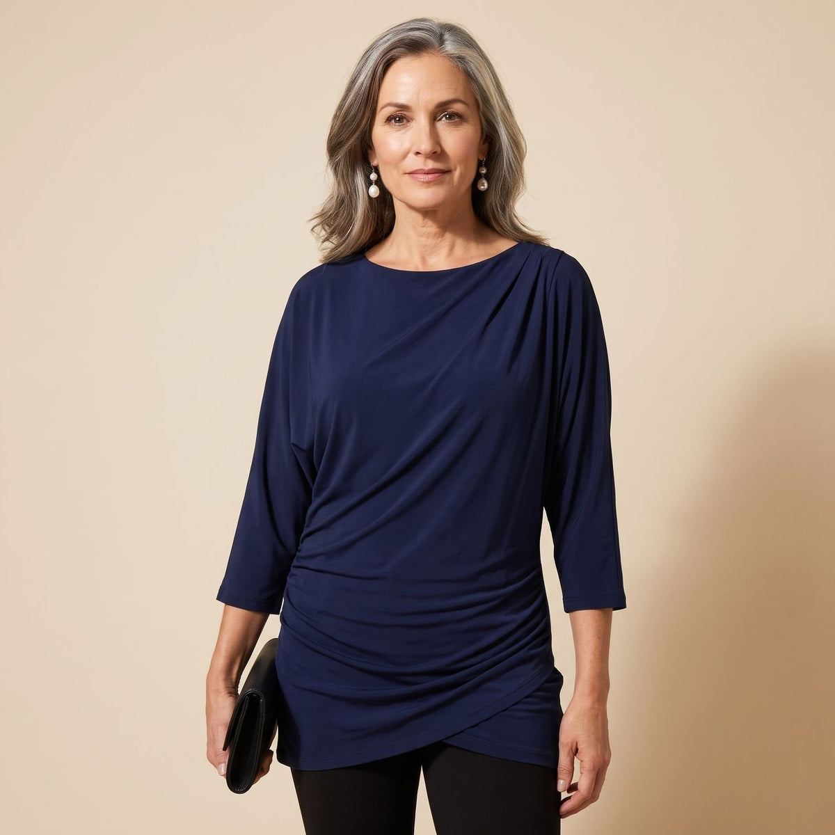 Women's Draped Wide-Leg Two-Piece Set Batwing Sleeve
