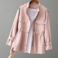 Women's Drawstring-Waist Zip-Up Utility Jacket - Pink
