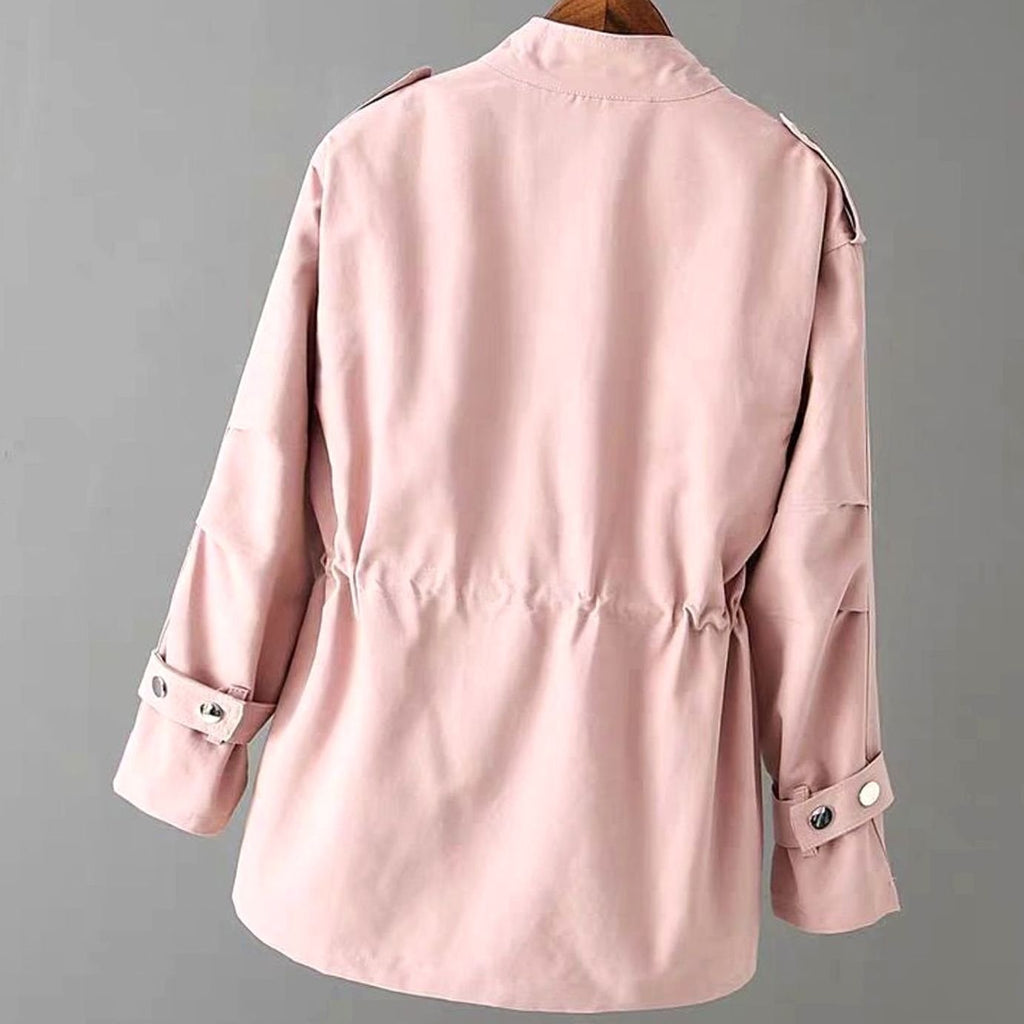 Women's Drawstring-Waist Zip-Up Utility Jacket