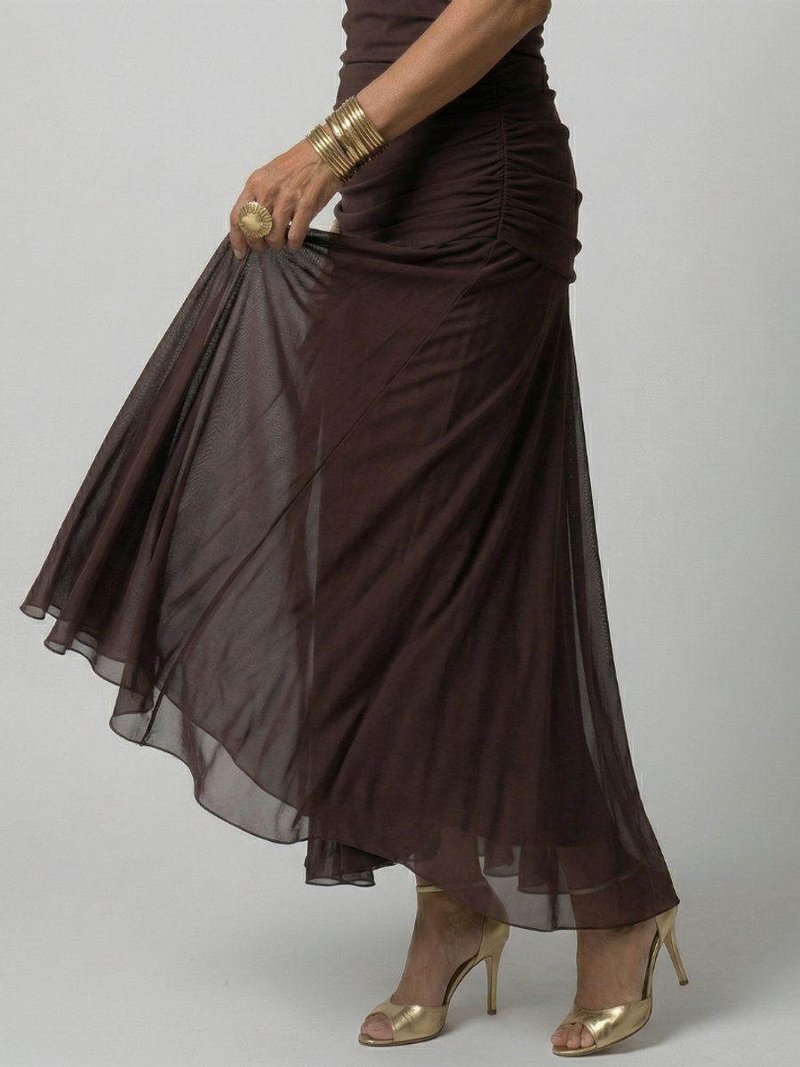 Women's Dress Floral Chiffon Off-Shoulder Draped Midi