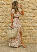 Women's Dress Flowy Boho Relaxed-Fit Lightweight Maxi - White/Red