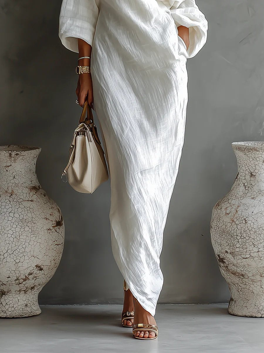Women's Dress One-Shoulder Flowy Maxi Asymmetric Long Sleeve