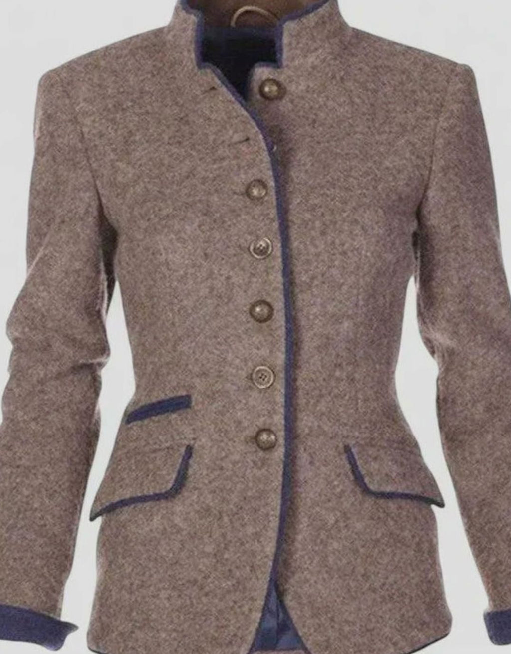 Women's Elegant Cardigan Stand-Collar Button-Front Blazer Jacket