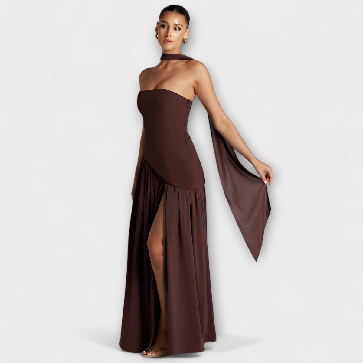 Women's Elegant Halter-Neck Pleated Maxi Dress