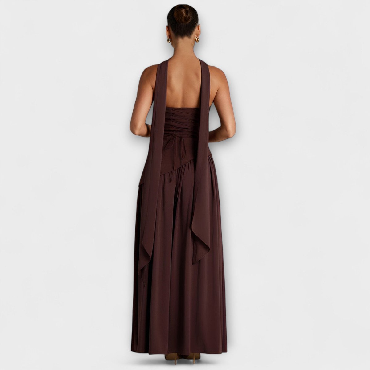 Women's Elegant Halter-Neck Pleated Maxi Dress