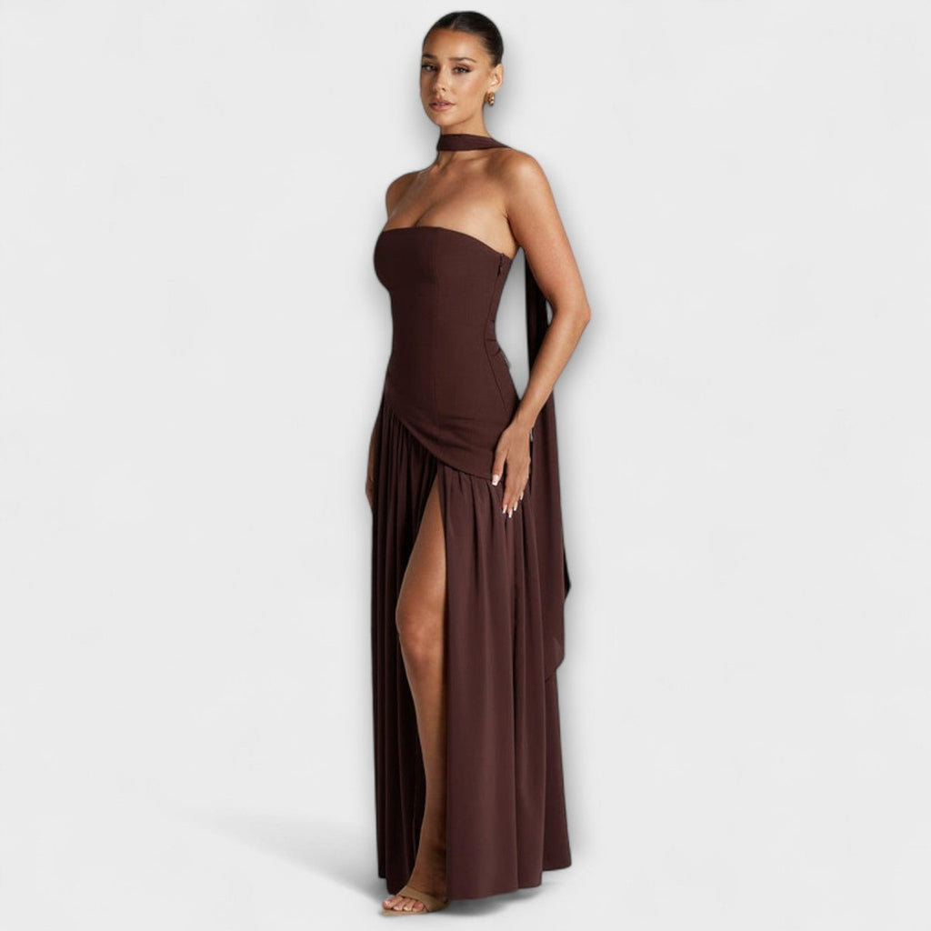 Women's Elegant Halter-Neck Pleated Maxi Dress