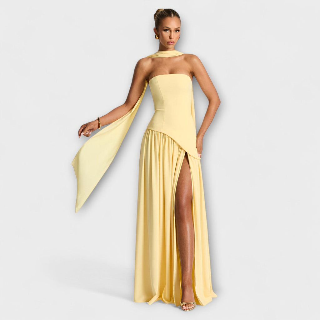 Women's Elegant Halter-Neck Pleated Maxi Dress