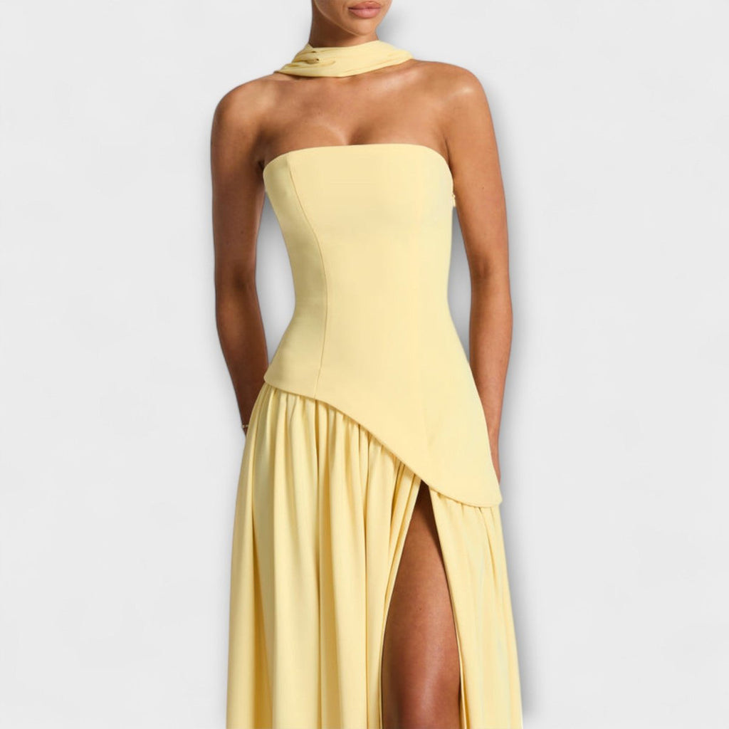 Women's Elegant Halter-Neck Pleated Maxi Dress