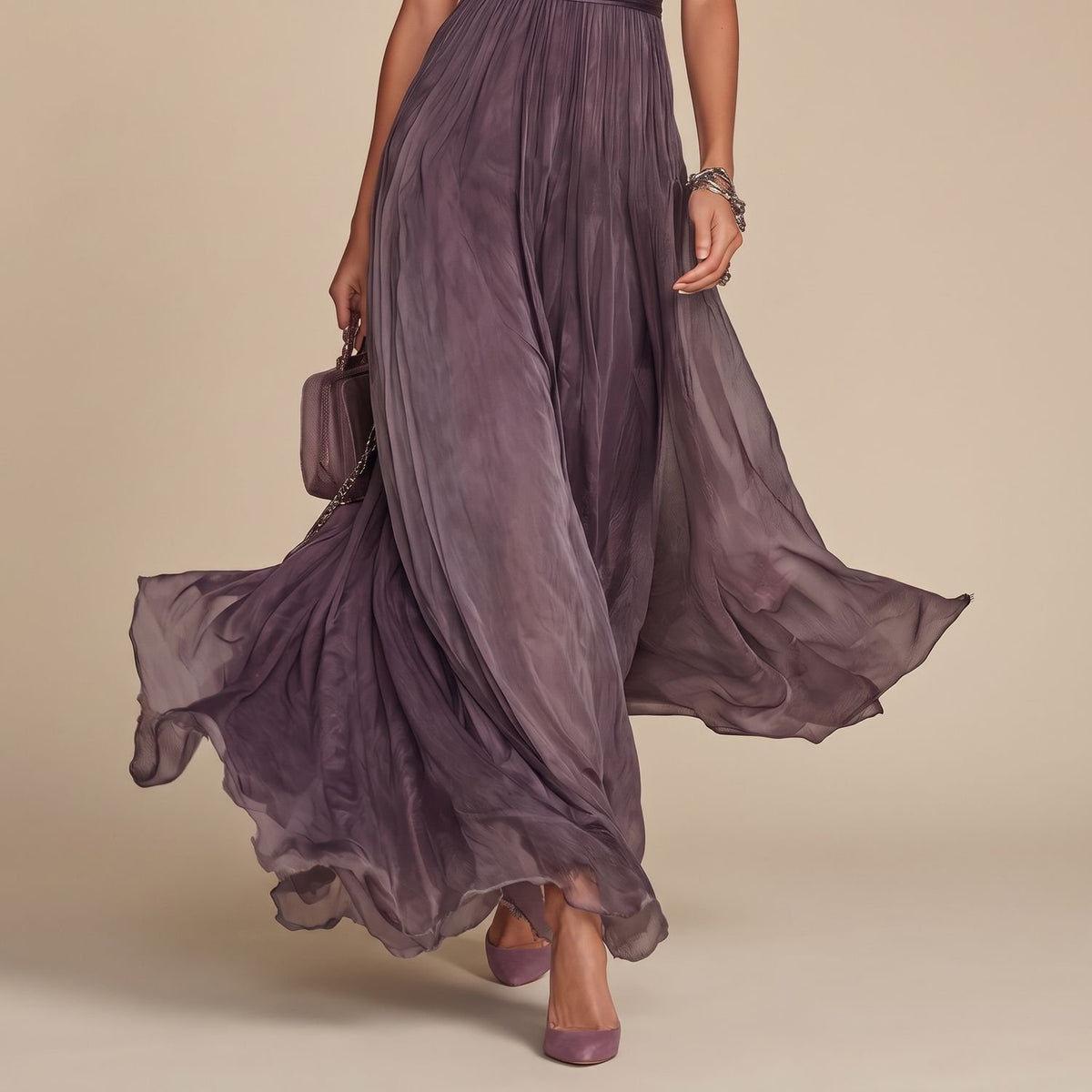 Women's Elegant Lace-Trim Short-Sleeve Formal Maxi Dress