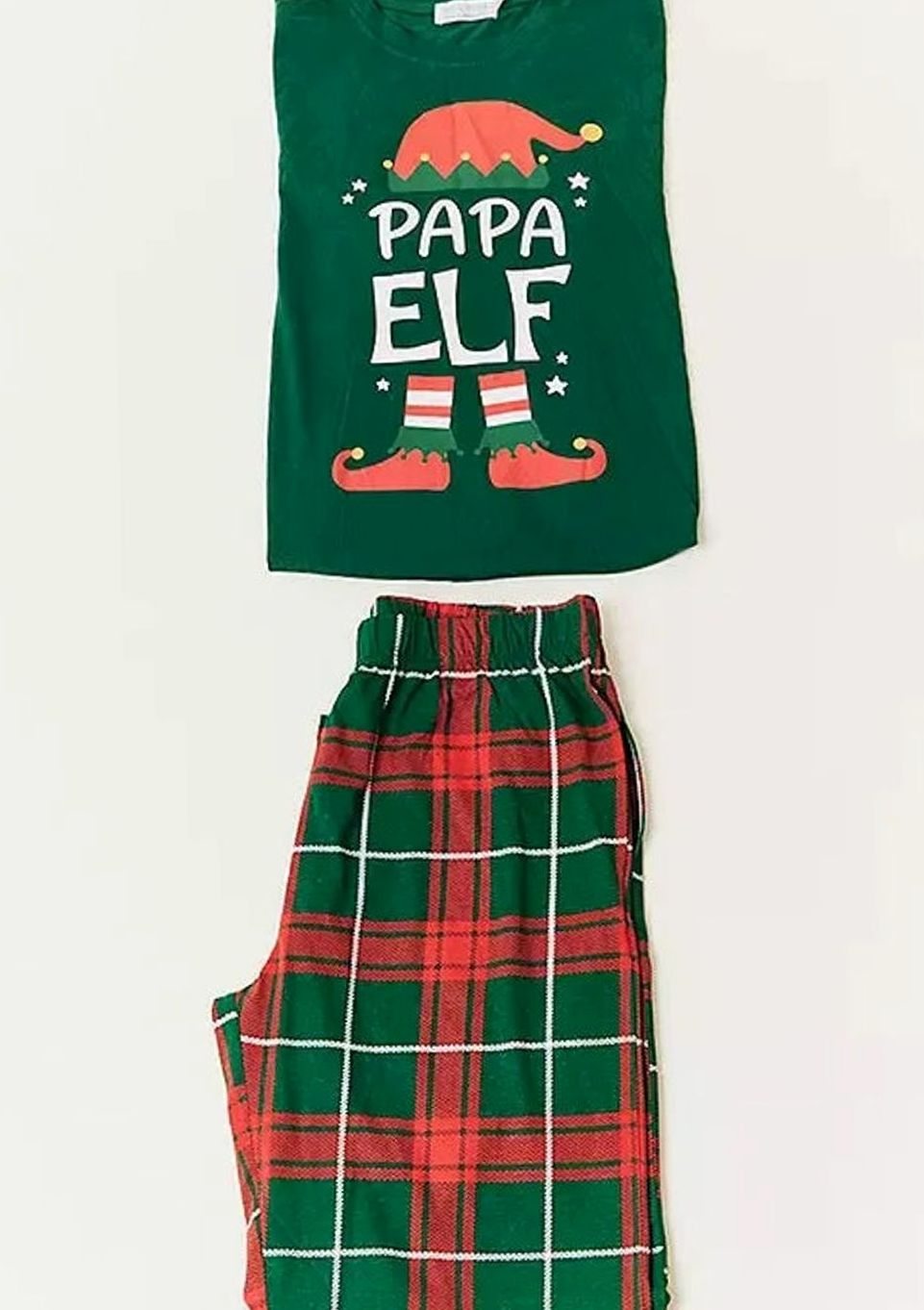 Women's Elf Print Matching Family Christmas Pajamas Set