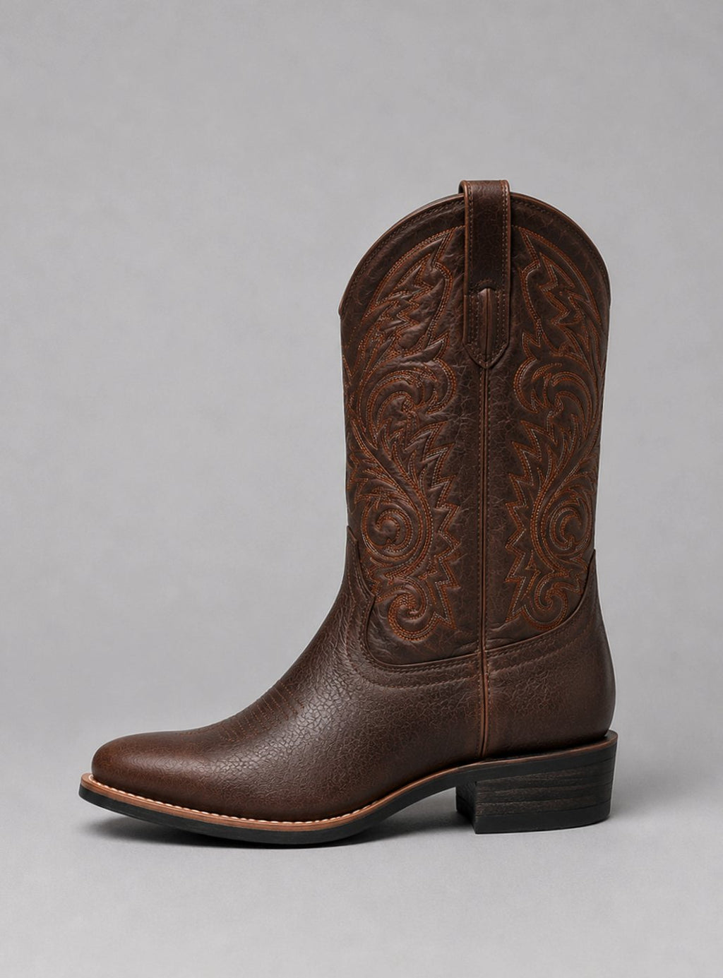 Women's Embroidered Leather Cowgirl Boots Block Heel Western