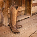 Women's Embroidered Pointed-Toe Knee-High Western Cowboy Boots - Dark Brown
