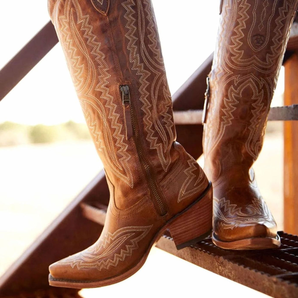 Women's Embroidered Pointed-Toe Knee-High Western Cowboy Boots