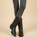 Women's Embroidered Western Mid-Calf Cowboy Boots Block Heel - Black