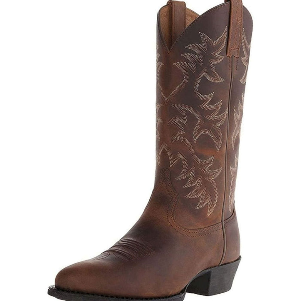 Women's Embroidered Western Mid-Calf Cowboy Boots Block Heel