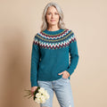 Women's Fair Isle Crew-Neck Long-Sleeve Knit Sweater