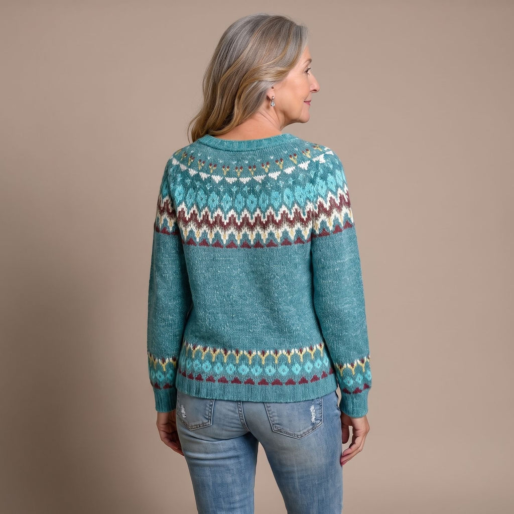 Women's Fair Isle Crew-Neck Long-Sleeve Knit Sweater