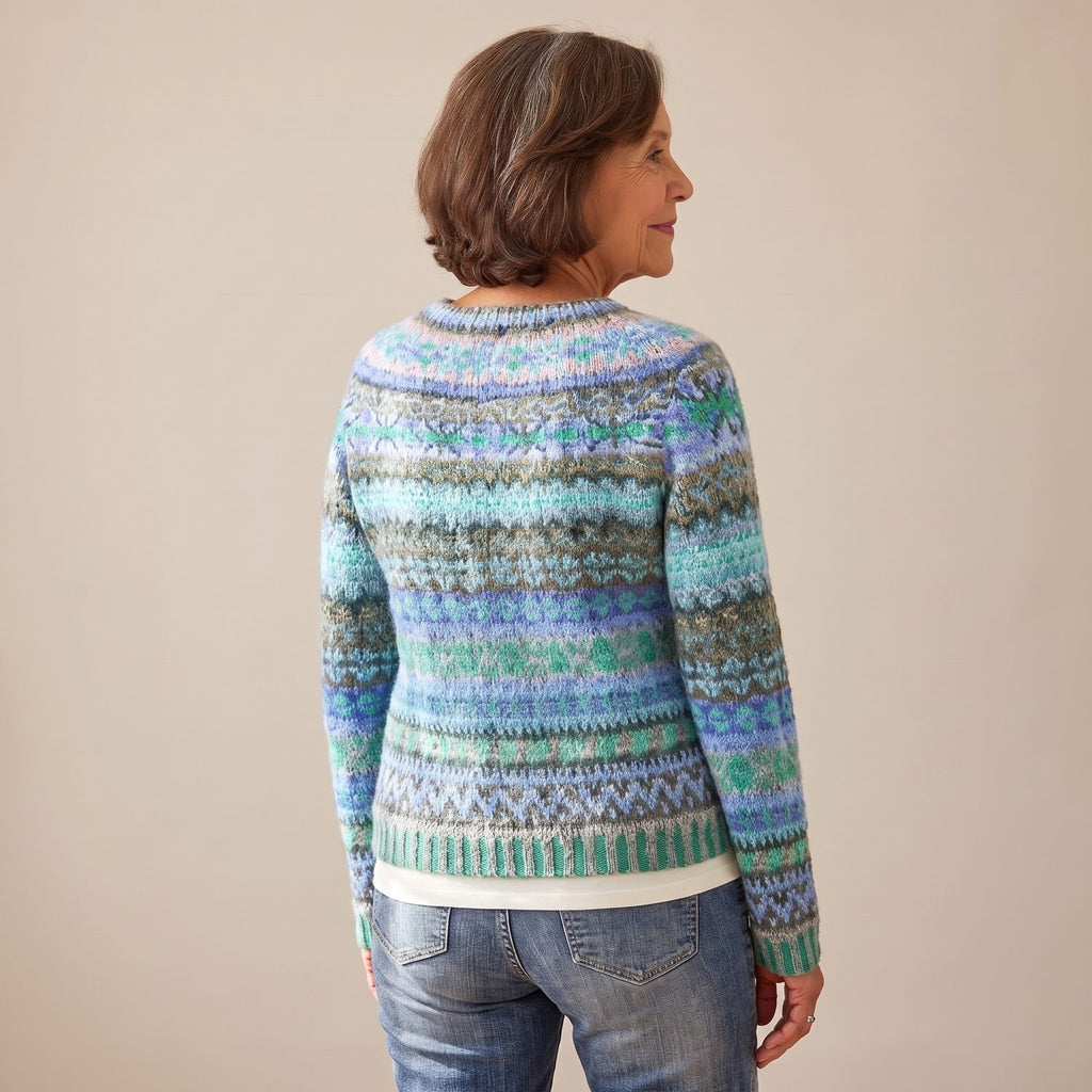 Women's Fair Isle Pullover Long-Sleeve Striped Knit Sweater