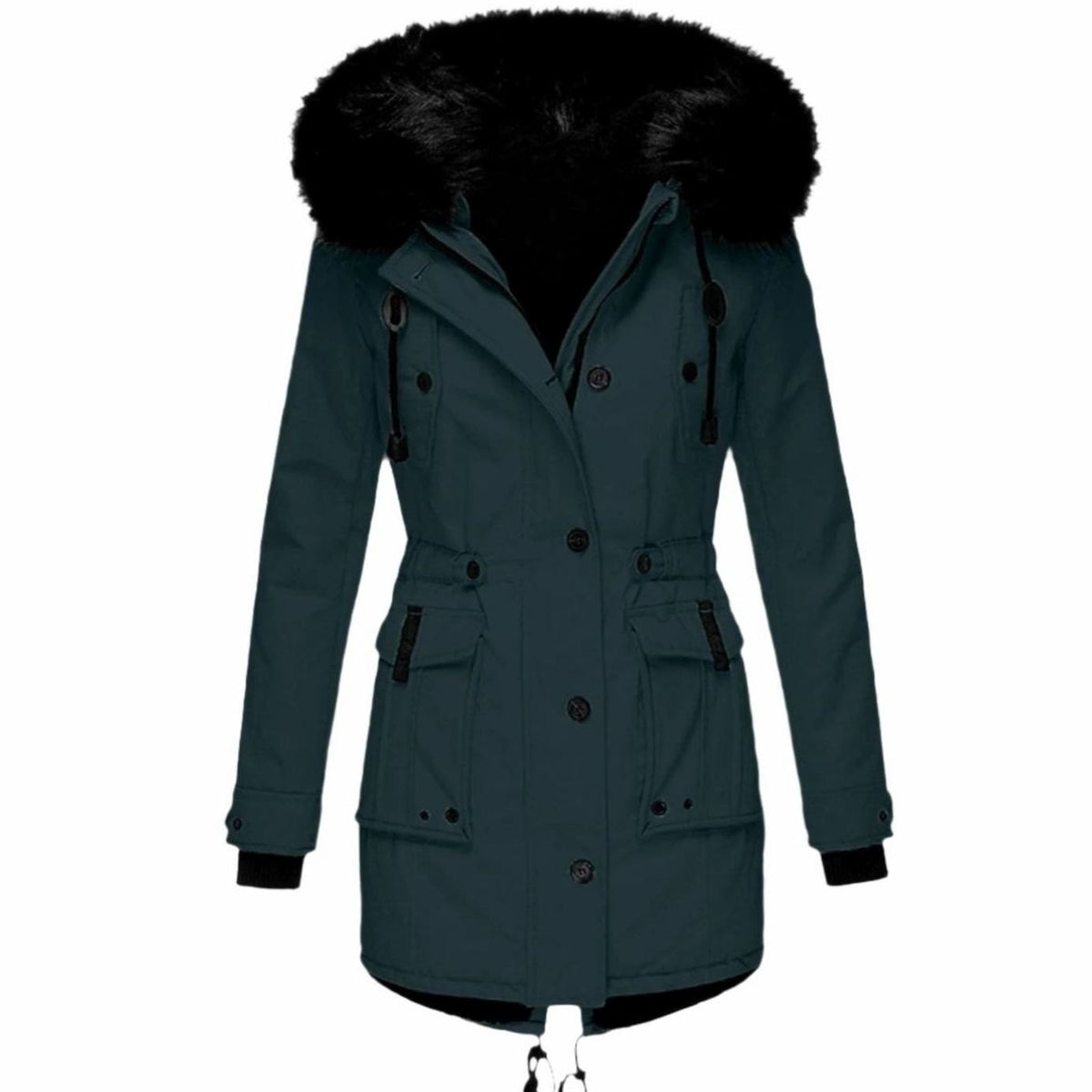 Women's Faux Fur Hood Belted Parka Winter Coat