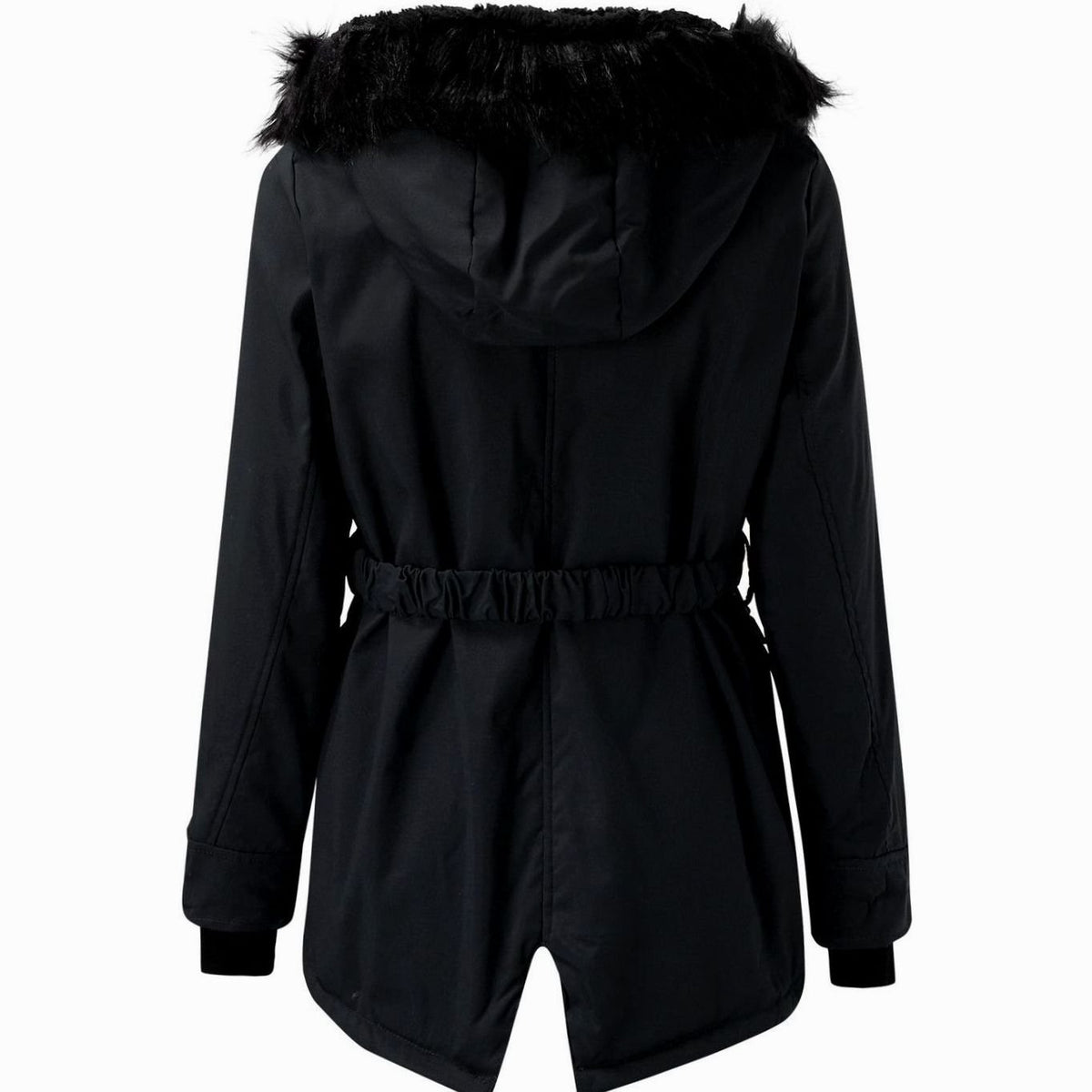 Women's Faux Fur Hood Belted Parka Winter Coat