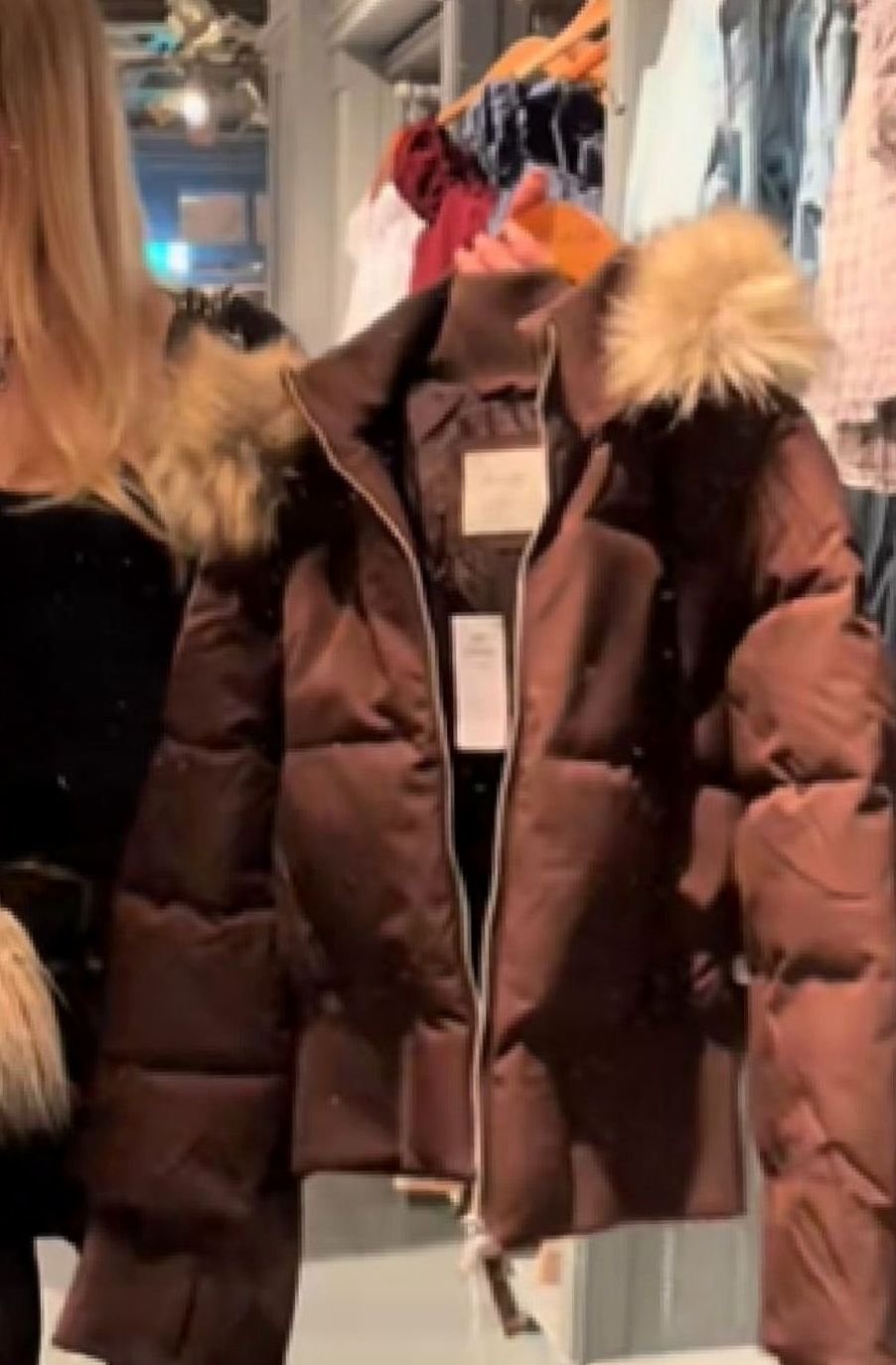 Women's Faux-Fur Trim Zip-Up Cropped Hooded Jacket - Brown
