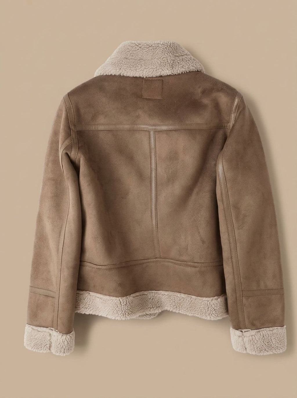 Women's Faux Shearling Aviator Jacket Belted Asymmetric Zip
