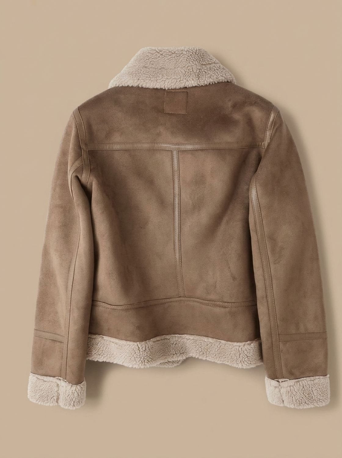 Women's Faux Shearling Aviator Jacket Belted Asymmetric Zip