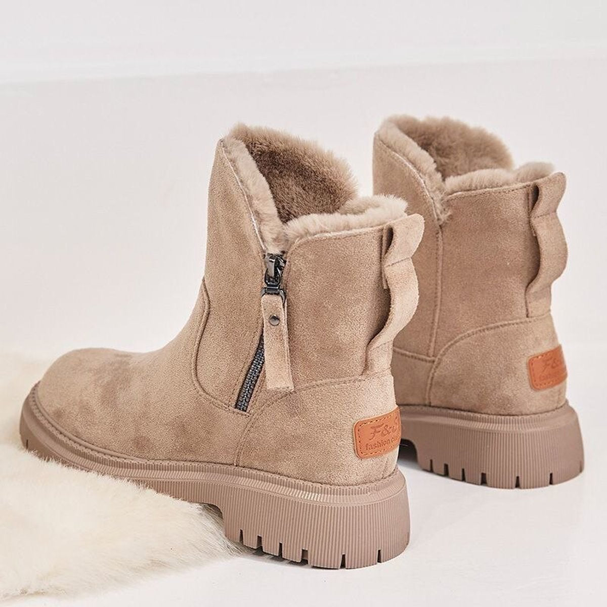 Women's Faux-Suede Fleece-Lined Slip-On Ankle Boots