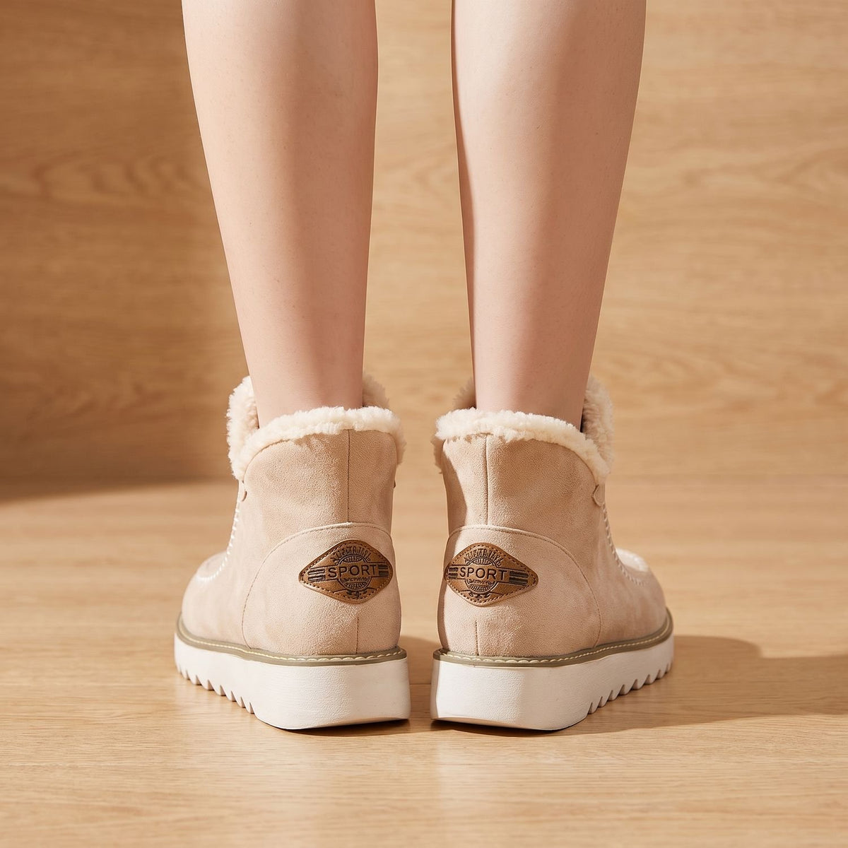Women's Faux Suede Slip-On Platform Ankle Boots Sherpa Trim