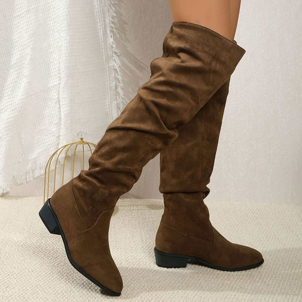Women's Faux Suede Slouchy Over-the-Knee High Boots