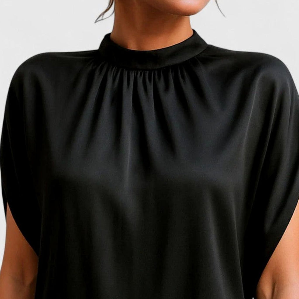 Women's Figure Flattering Mock-Neck Slit-Sleeve Mini Dress