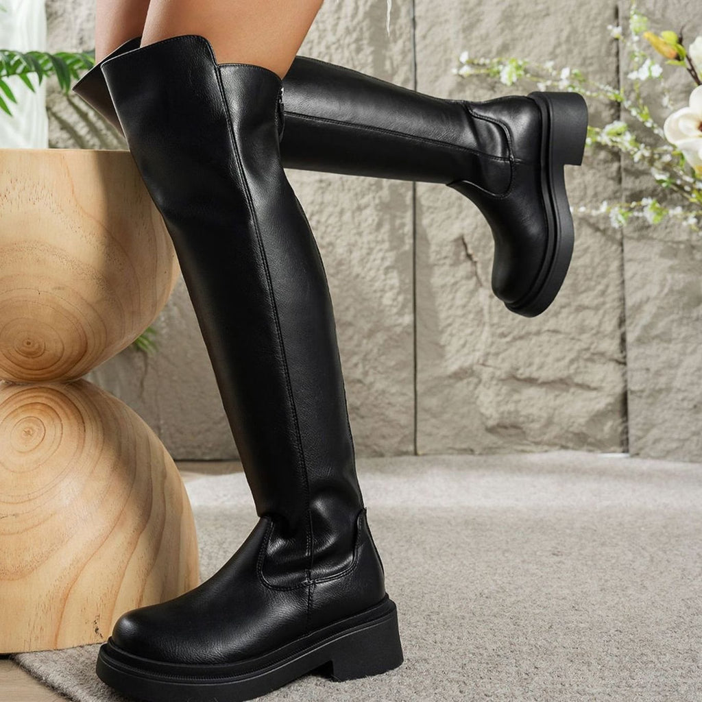 Women's Flat Over-the-Knee Side-Zip Stretch Boots