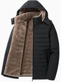 Women's Fleece-Lined Hooded Quilted Jacket Relaxed Fit - Black