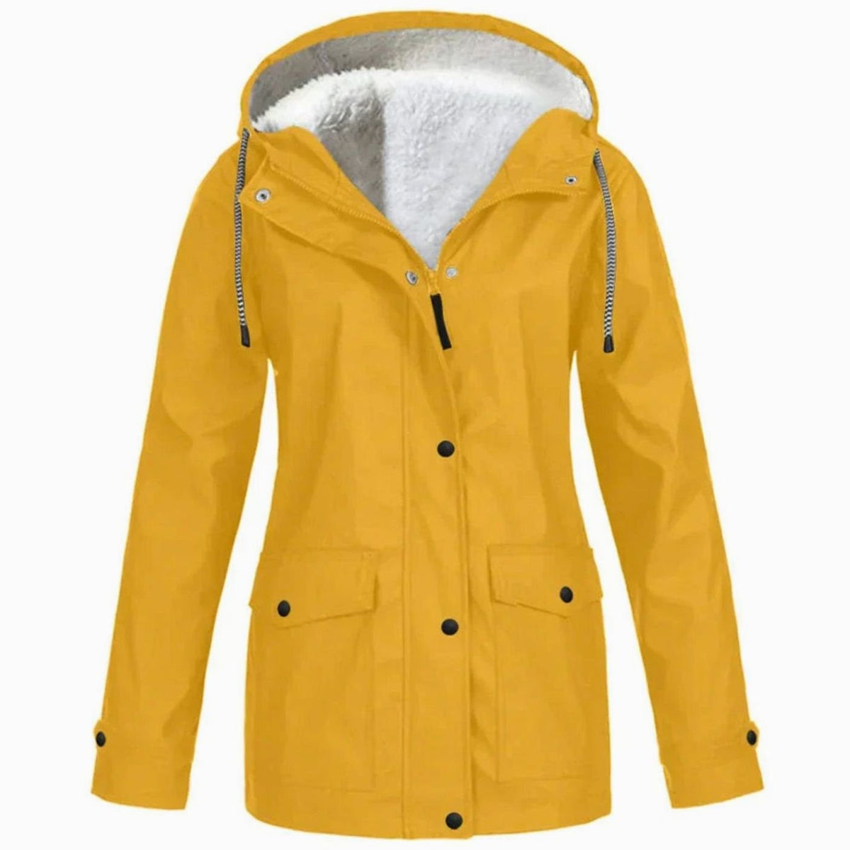 Women's Fleece-Lined Hooded Waterproof Parka Jacket - Yellow
