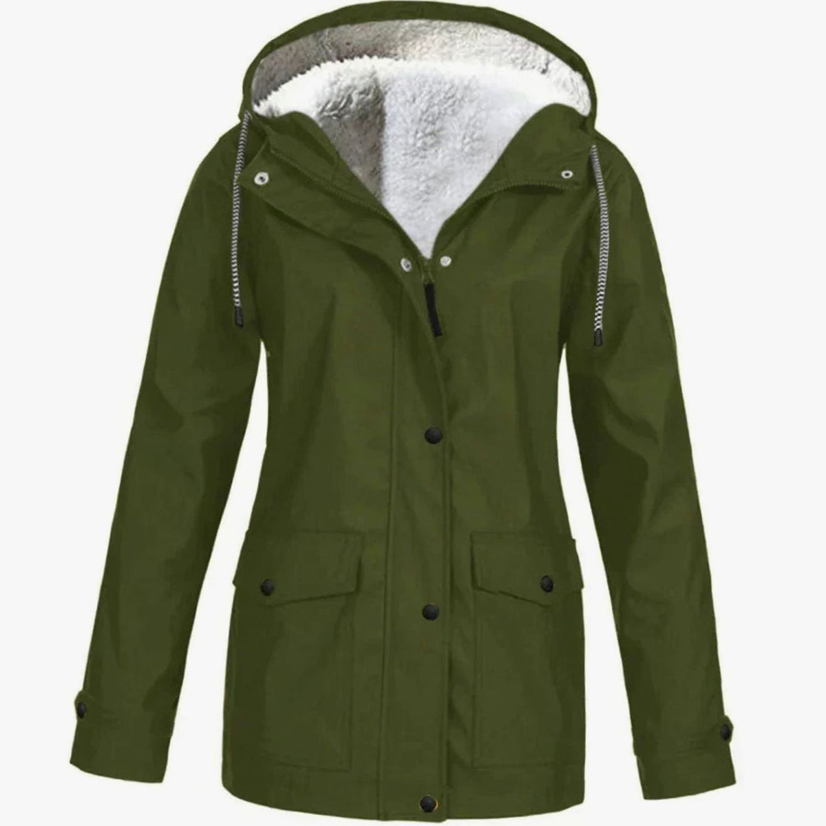 Women's Fleece-Lined Hooded Waterproof Parka Jacket - Green
