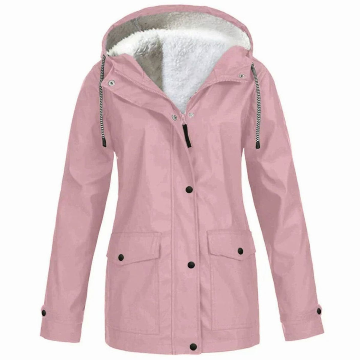 Women's Fleece-Lined Hooded Waterproof Parka Jacket - Pink