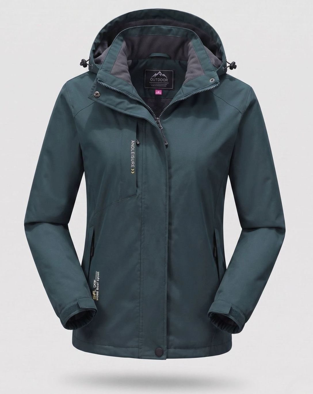 Women's Fleece-Lined Hooded Waterproof Winter Jacket - Men - Dark Green