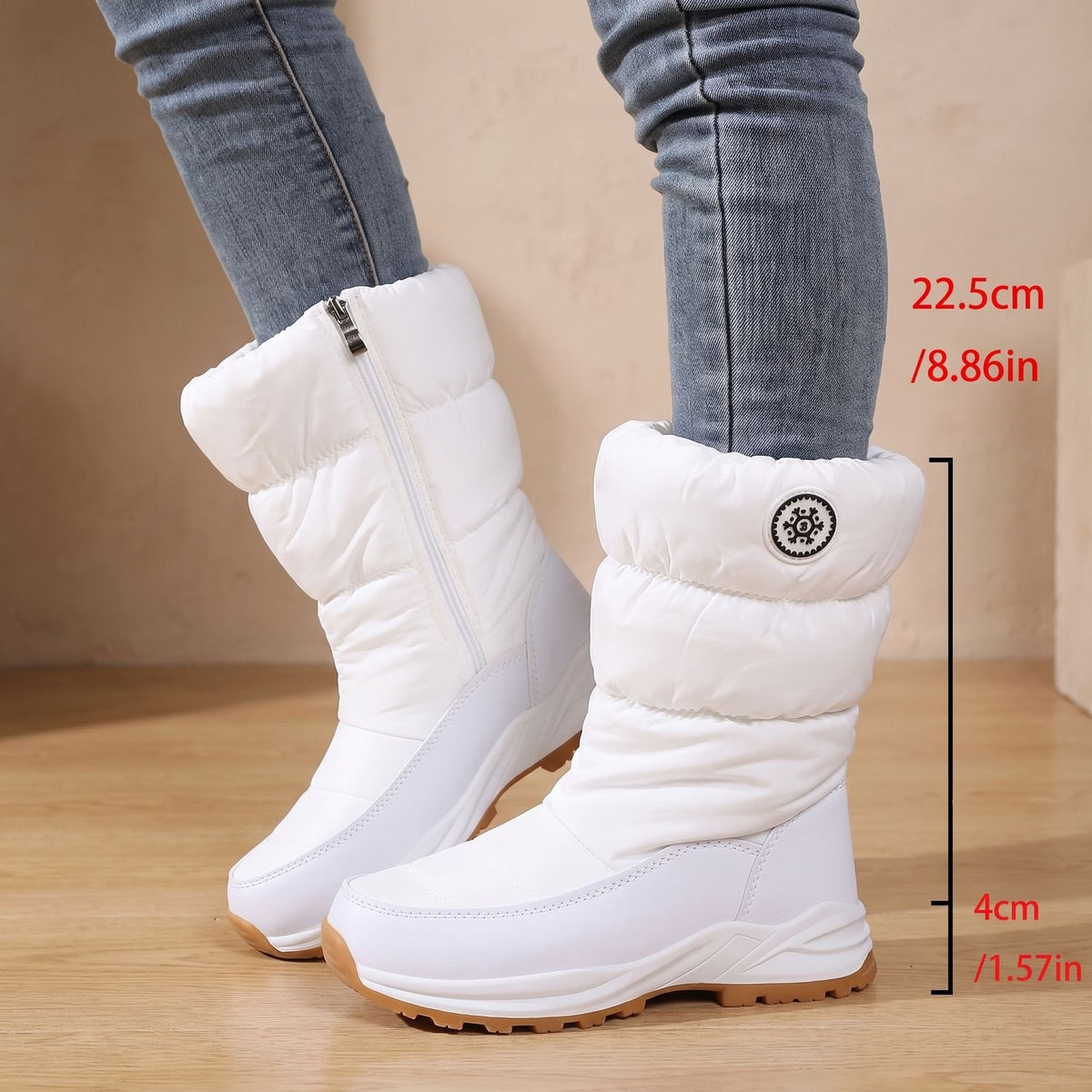 Women's Fleece-Lined Waterproof Mid-Calf Snow Boots
